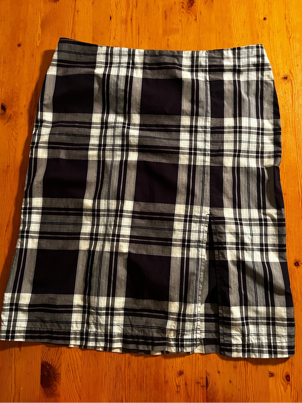 Vintage Tommy Hilfiger Navy and White Plaid Pencil Skirt